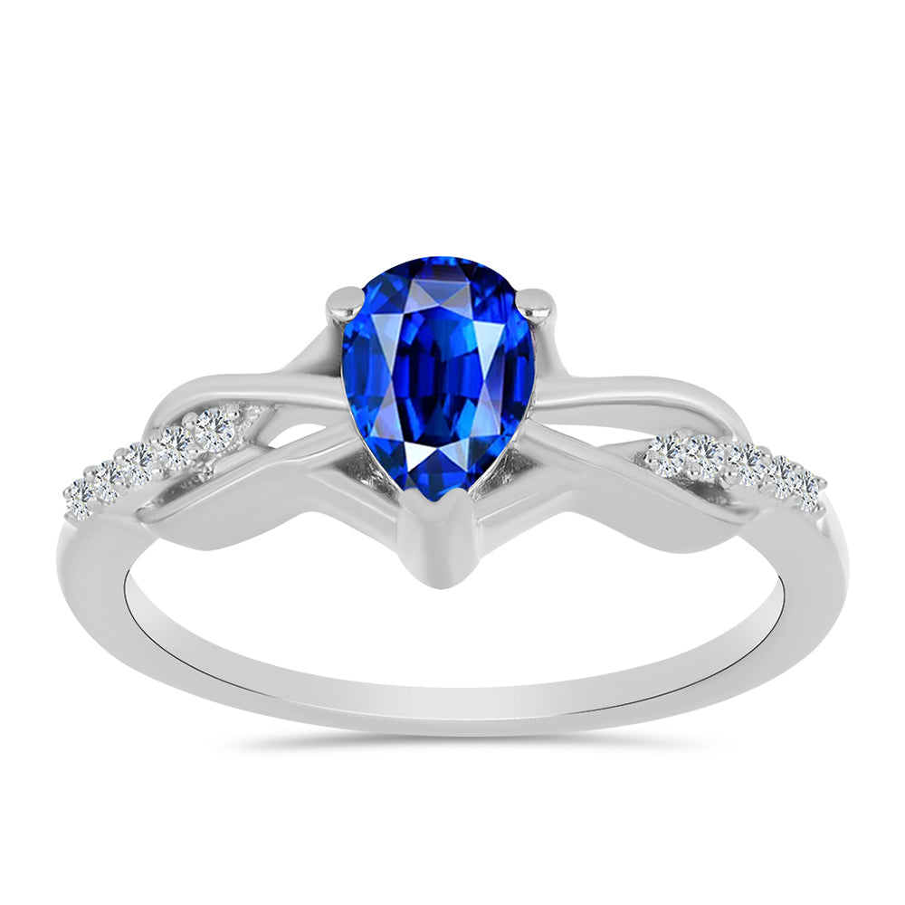 Silberring mit australischem blauem Saphir und weißem Topas 3 