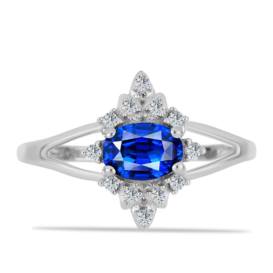 Silberring mit australischem blauem Saphir und weißem Topas