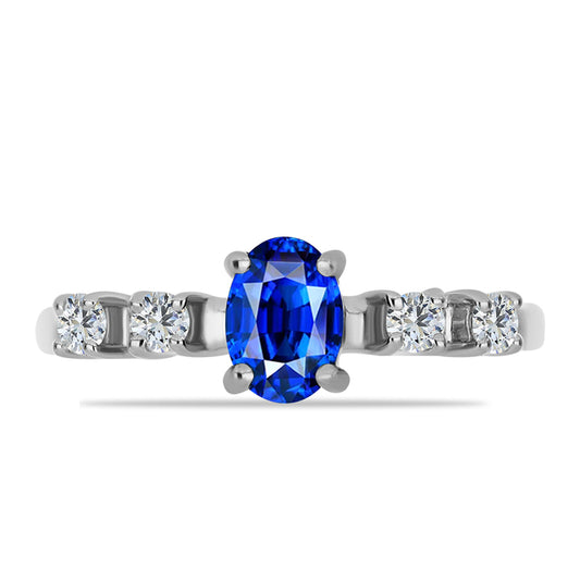 Silberring mit australischem blauem Saphir und weißem Topas