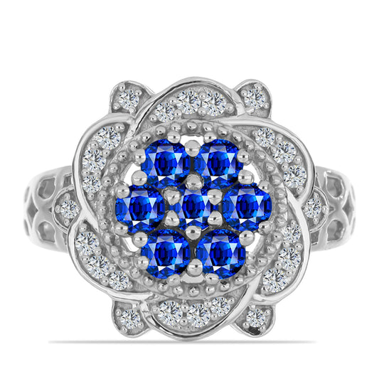 Silberring mit australischem blauem Saphir und weißem Topas