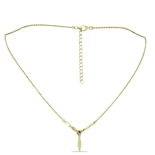 Goldplattierte Silberhalskette mit lila Diamant