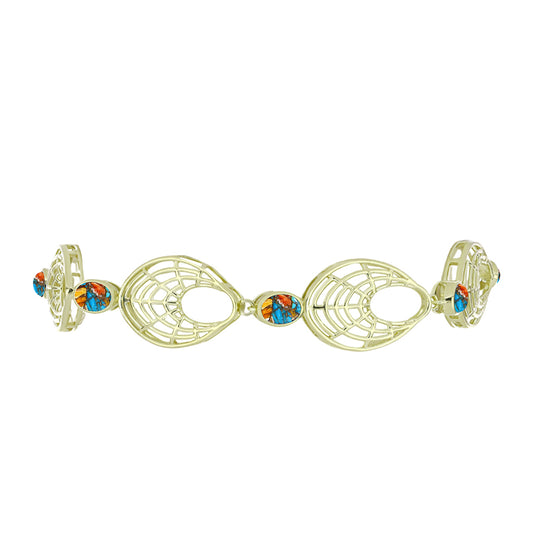 Goldplattiertes Silberarmband mit Austerntürkis