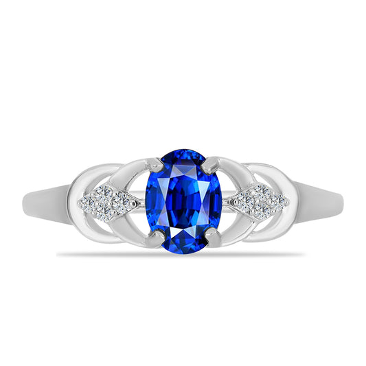 Silberring mit australischem blauem Saphir und weißem Topas
