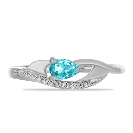 Silberring mit Paraiba Quarz und weißem Topas