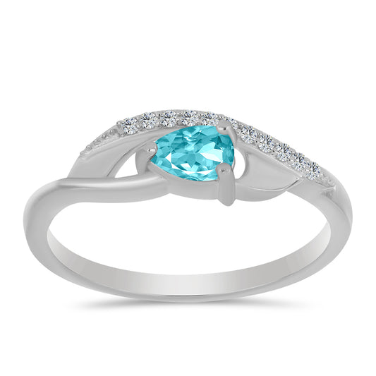Silberring mit Paraiba Quarz und weißem Topas