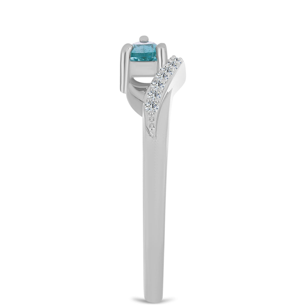 Silberring mit Paraiba Quarz und weißem Topas 4 