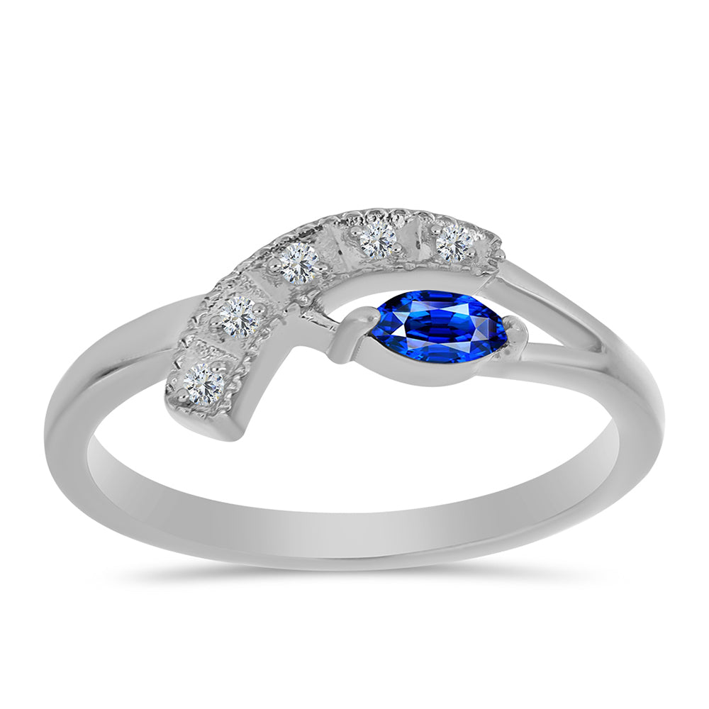 Silberring mit australischem blauem Saphir und weißem Topas 3 
