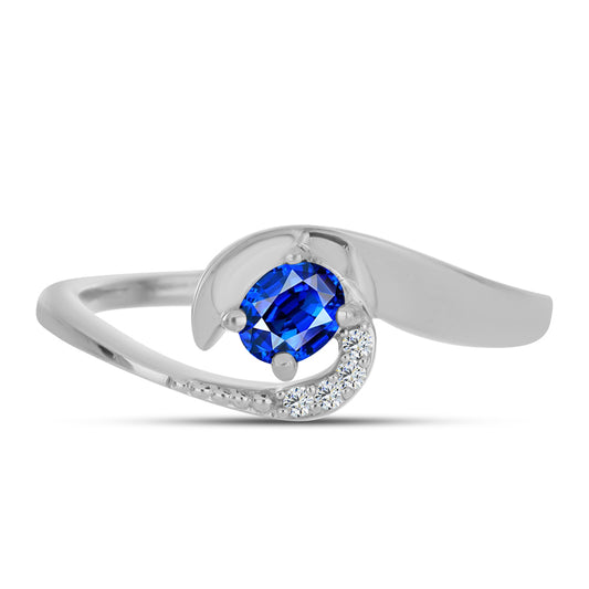 Silberring mit australischem blauem Saphir und weißem Topas