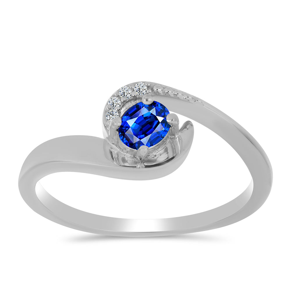 Silberring mit australischem blauem Saphir und weißem Topas 3 