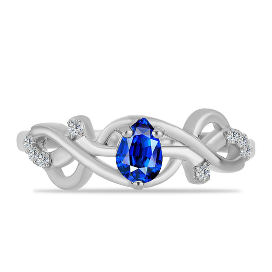 Silberring mit australischem blauem Saphir und weißem Topas