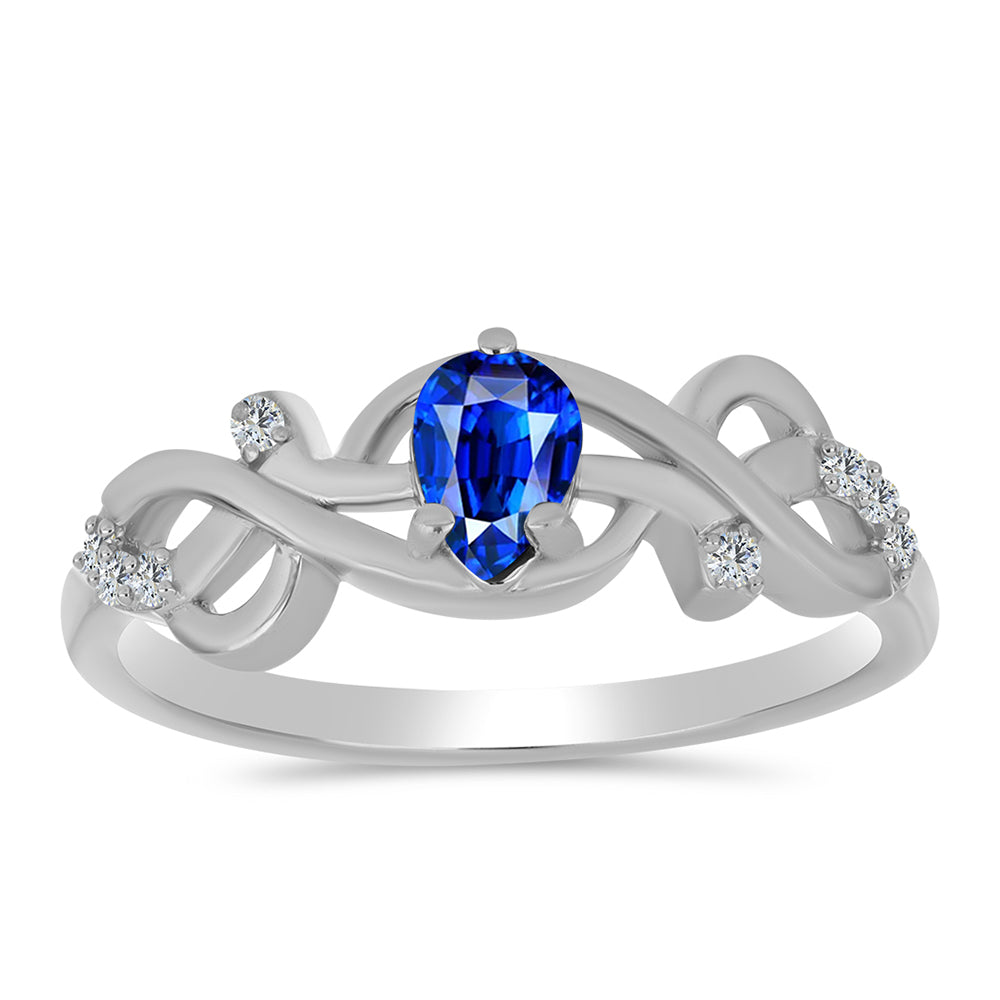 Silberring mit australischem blauem Saphir und weißem Topas 3 
