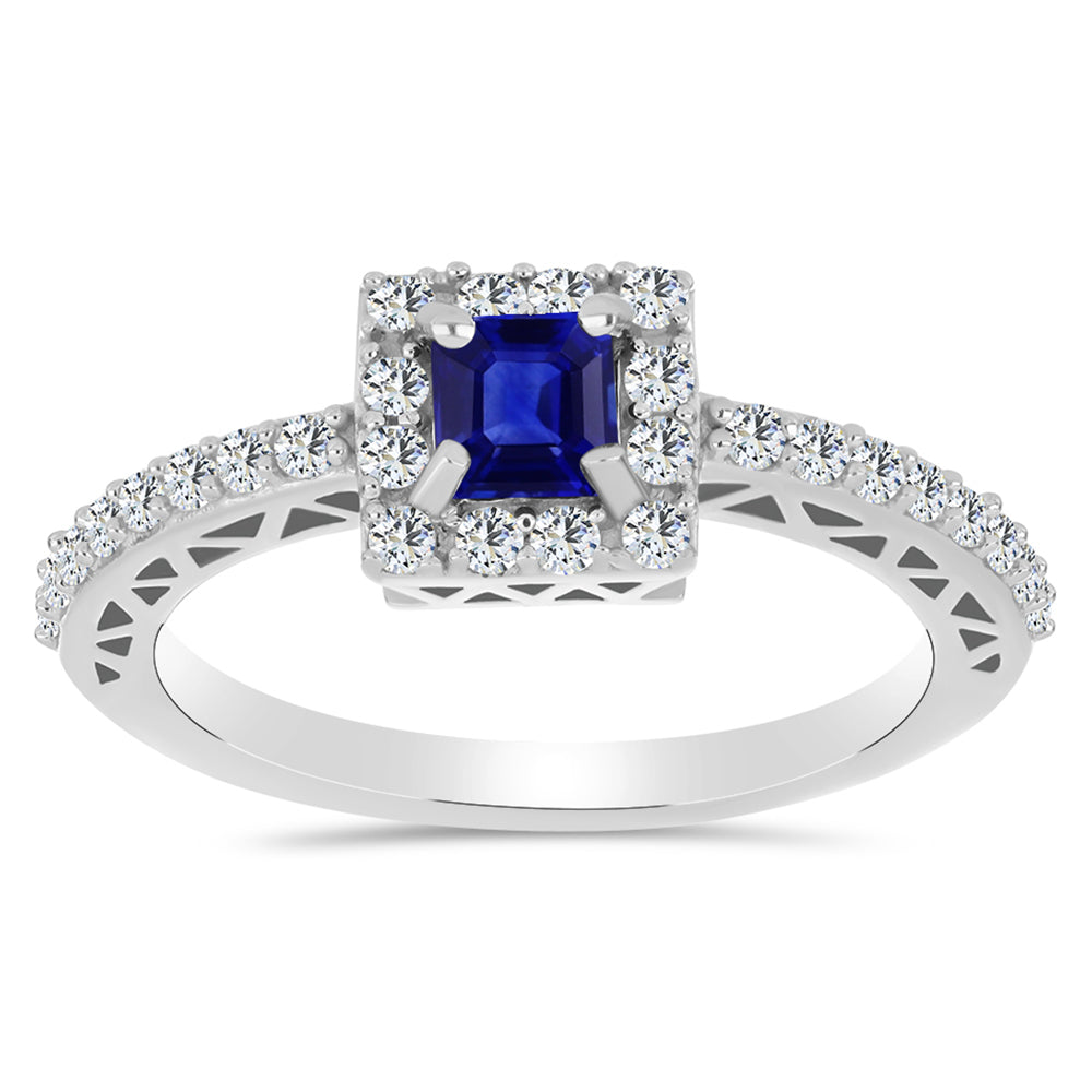 Silberring mit australischem blauem Saphir und weißem Topas 3 