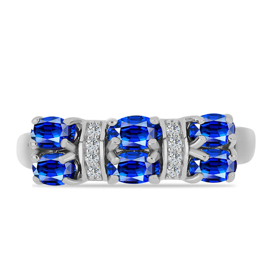 Silberring mit australischem blauem Saphir und weißem Topas