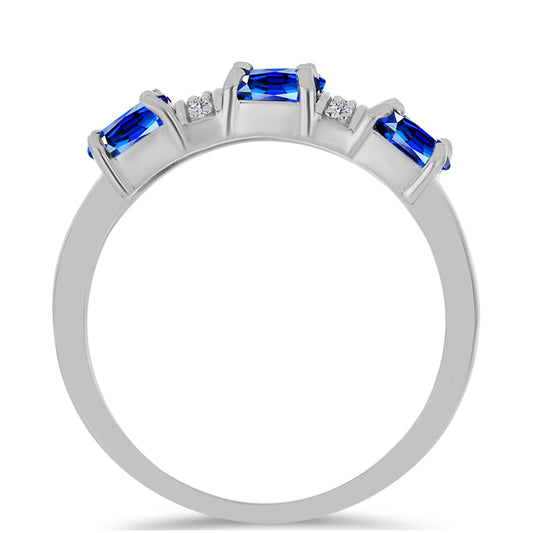 Silberring mit australischem blauem Saphir und weißem Topas