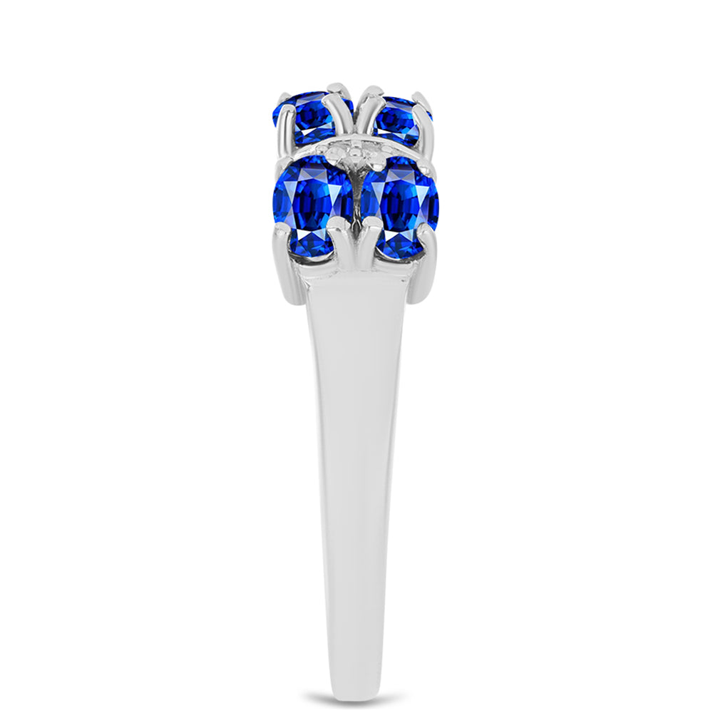 Silberring mit australischem blauem Saphir und weißem Topas 4 