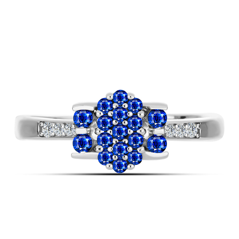 Silberring mit australischem blauem Saphir und weißem Topas 1 