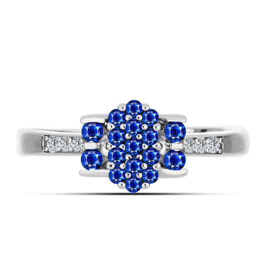 Silberring mit australischem blauem Saphir und weißem Topas