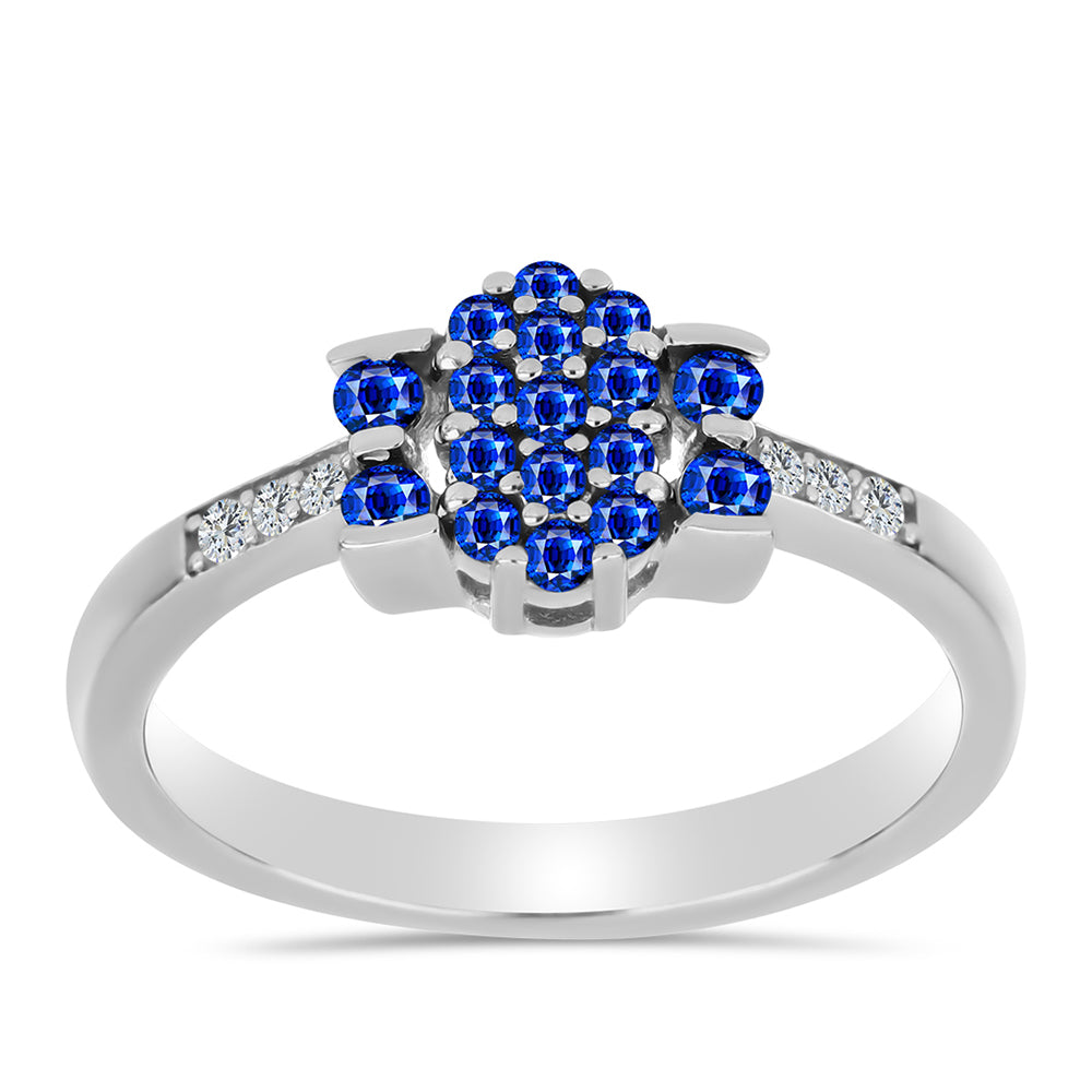 Silberring mit australischem blauem Saphir und weißem Topas 3 
