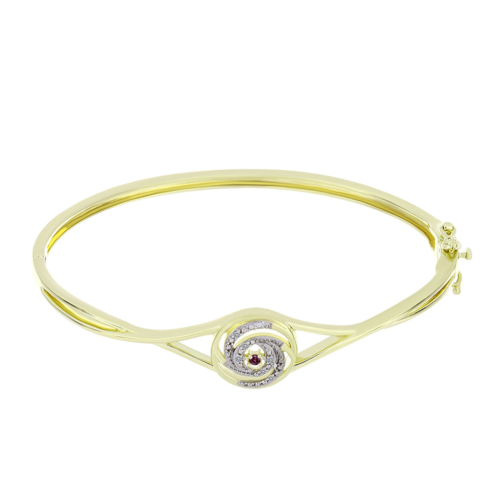 Goldplattiertes Silberarmband mit lila Diamant und weißem Diamant 1 