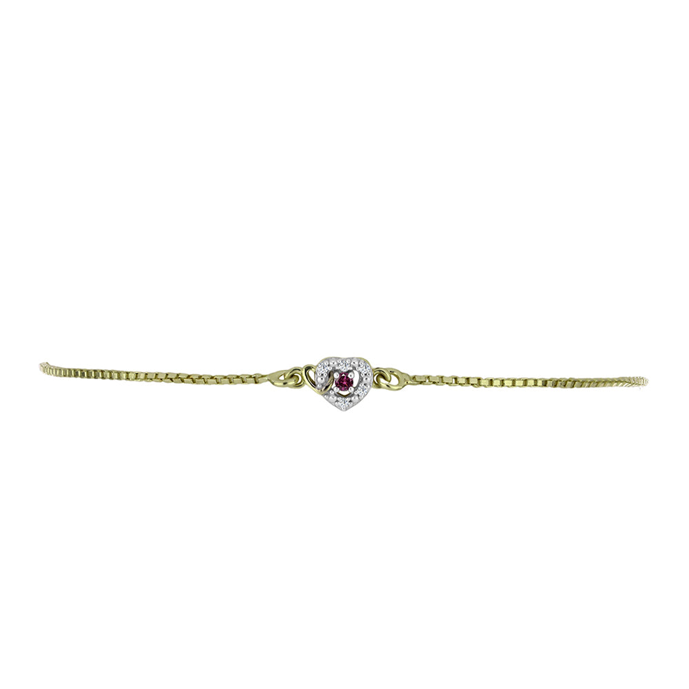 Goldplattiertes Silberarmband mit lila Diamant und weißem Diamant 2 