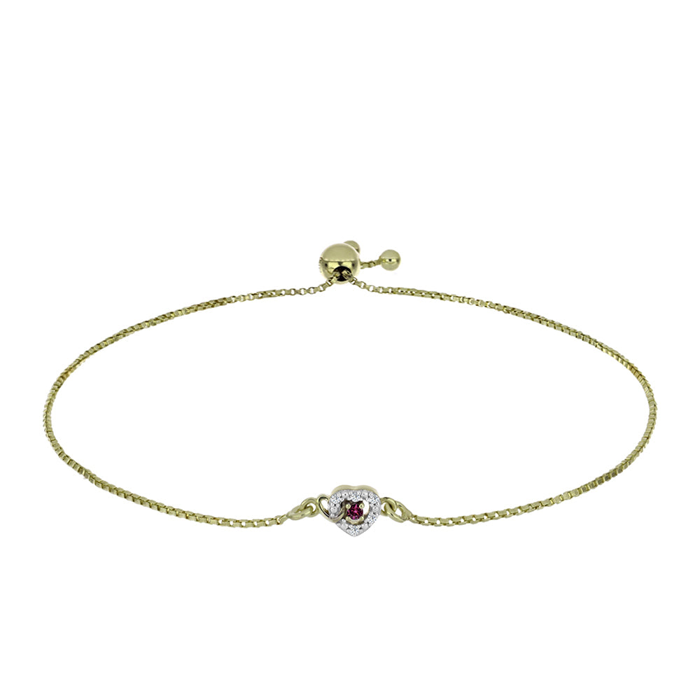 Goldplattiertes Silberarmband mit lila Diamant und weißem Diamant 1 