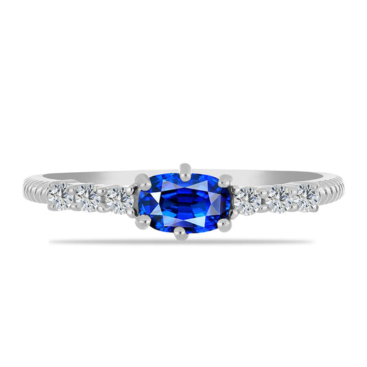 Silberring mit australischem blauem Saphir und weißem Topas