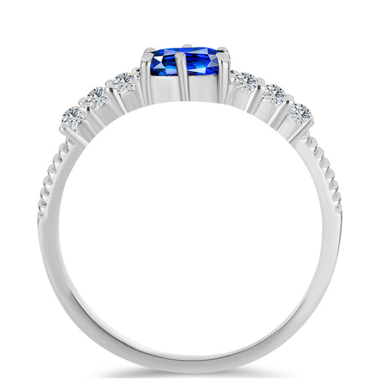 Silberring mit australischem blauem Saphir und weißem Topas