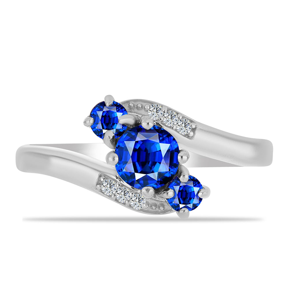 Silberring mit australischem blauem Saphir und weißem Topas 1 