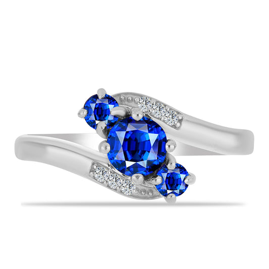 Silberring mit australischem blauem Saphir und weißem Topas