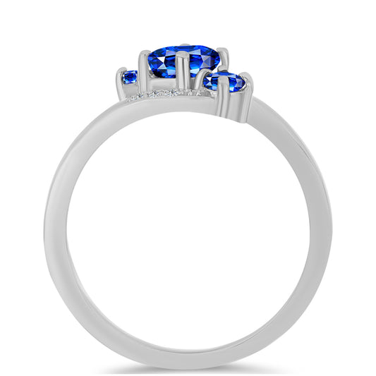 Silberring mit australischem blauem Saphir und weißem Topas