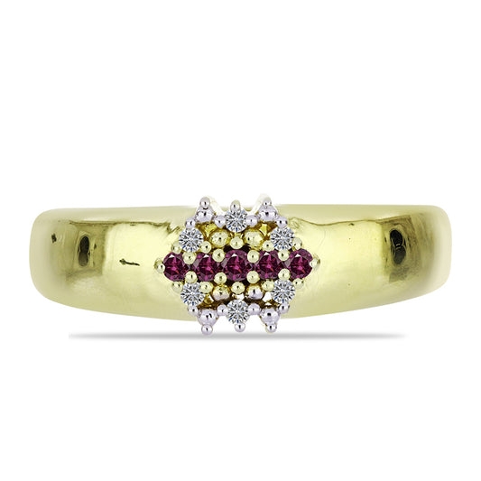 Goldplattierter Silberring mit lila Diamant und weißem Diamant