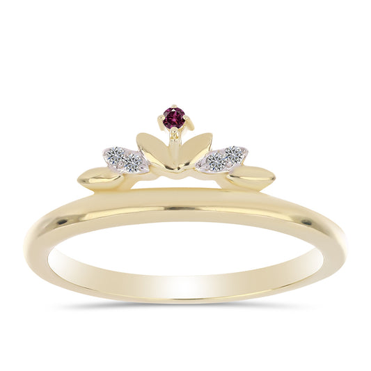 Goldplattierter Silberring mit lila Diamant und weißem Diamant