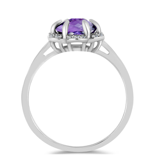Silberring mit marokkanischem Amethyst und weißem Topas