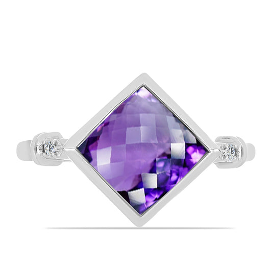 Silberring mit marokkanischem Amethyst und weißem Topas