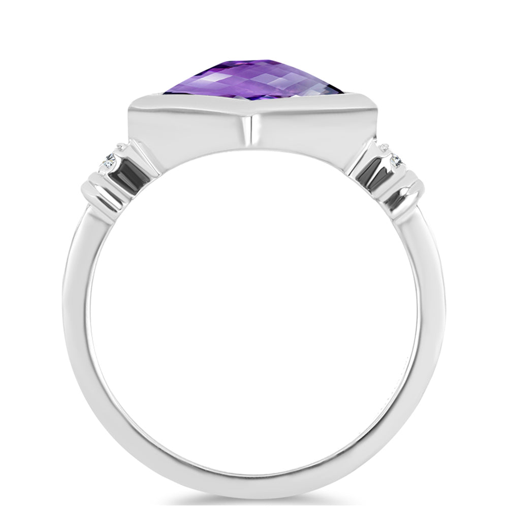 Silberring mit marokkanischem Amethyst und weißem Topas 2 