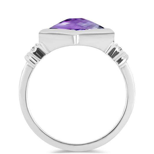 Silberring mit marokkanischem Amethyst und weißem Topas