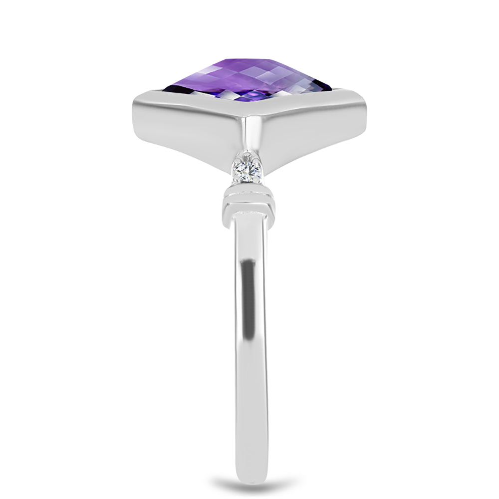 Silberring mit marokkanischem Amethyst und weißem Topas 4 