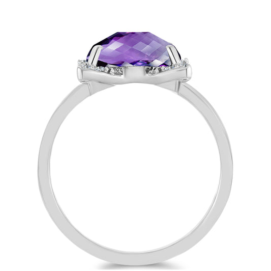 Silberring mit marokkanischem Amethyst und weißem Topas