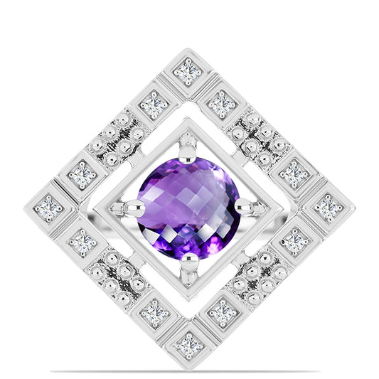 Silberring mit marokkanischem Amethyst und weißem Topas