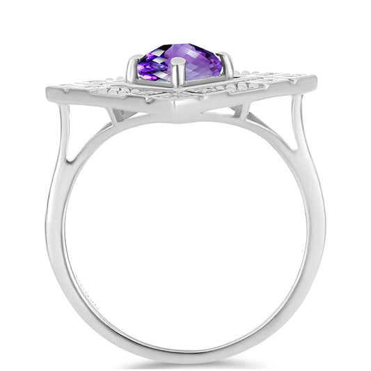 Silberring mit marokkanischem Amethyst und weißem Topas