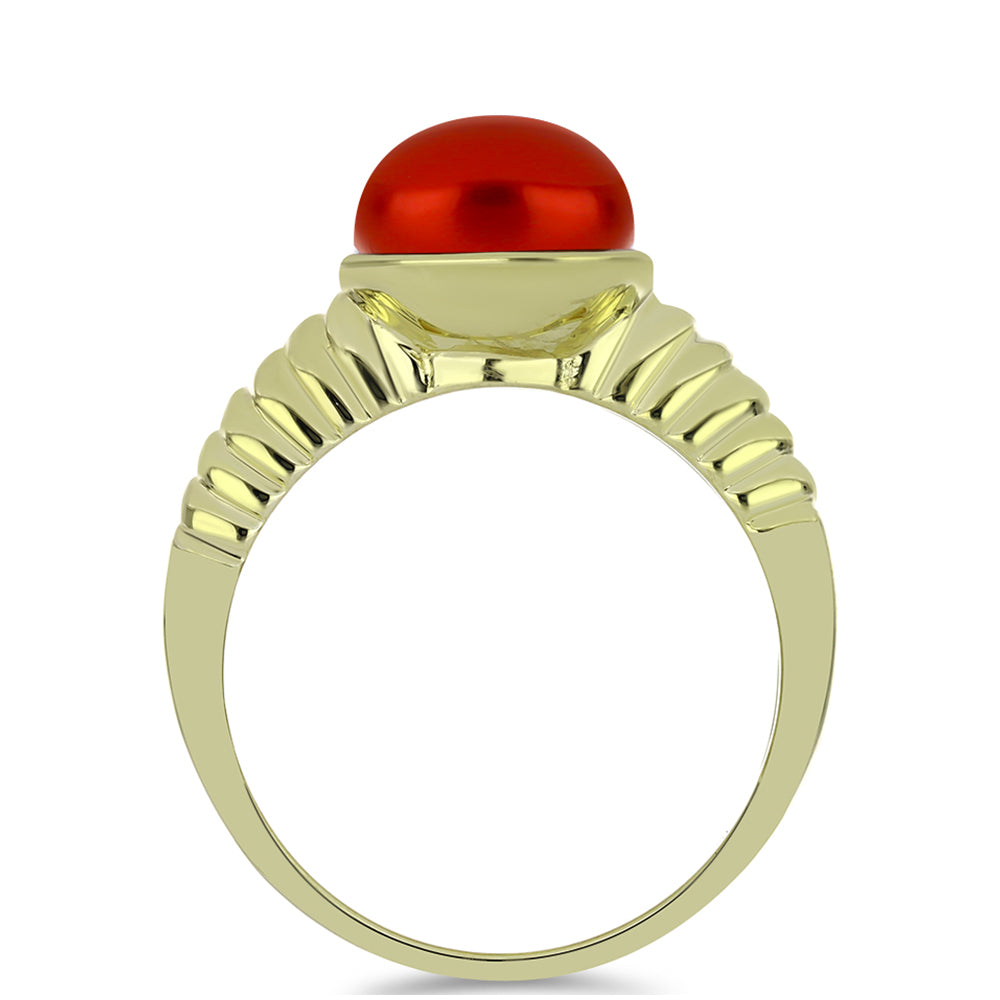 Goldplattierter Silberring mit roter Süßwasserperle 2 