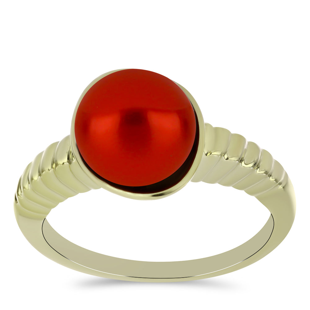 Goldplattierter Silberring mit roter Süßwasserperle 3 