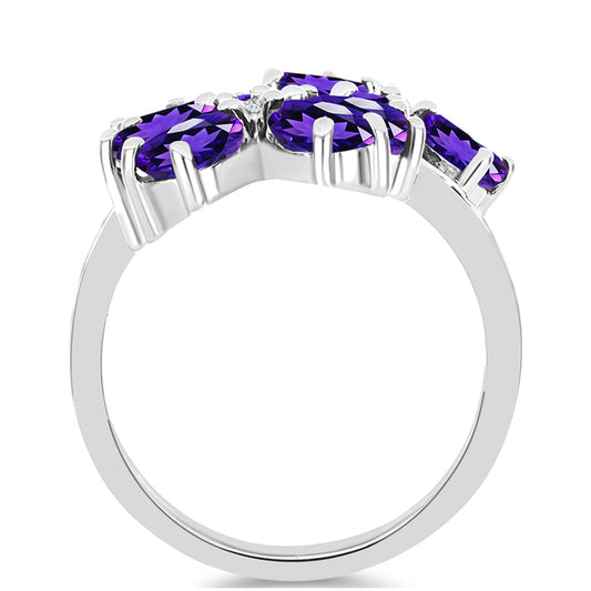Silberring mit marokkanischem Amethyst und weißem Topas
