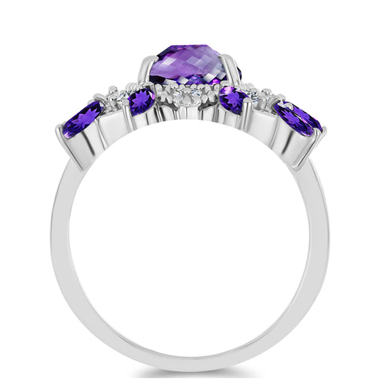 Silberring mit marokkanischem Amethyst und weißem Topas