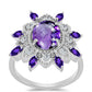Silberring mit marokkanischem Amethyst und weißem Topas