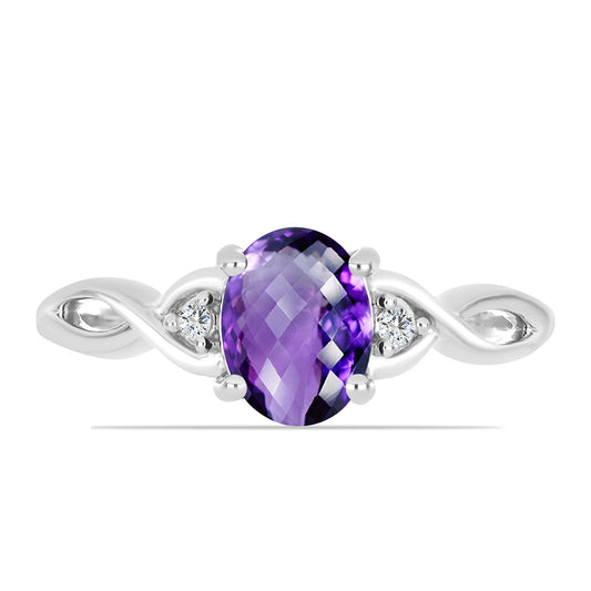 Silberring mit marokkanischem Amethyst und weißem Topas