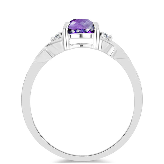 Silberring mit marokkanischem Amethyst und weißem Topas