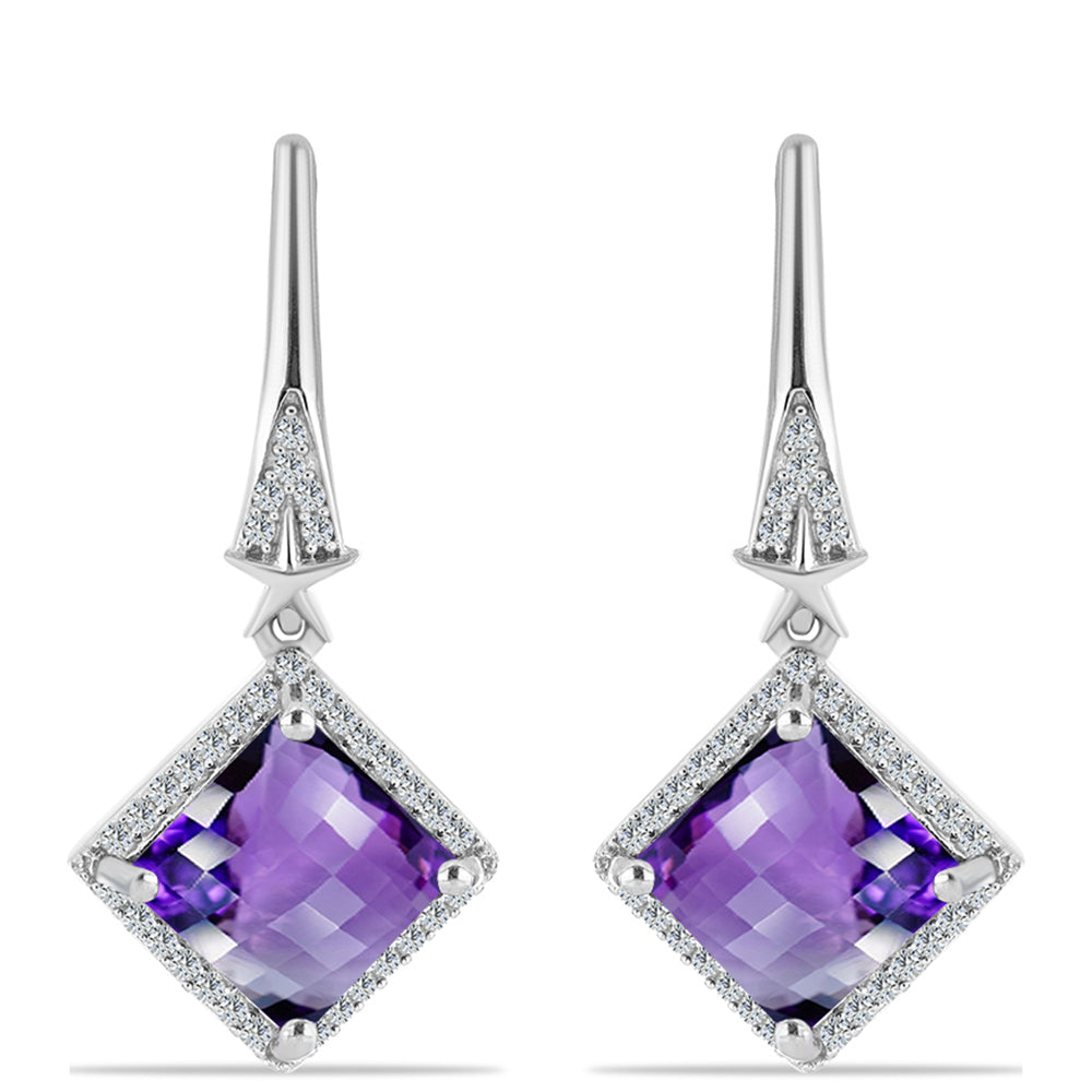 Silberohrringe mit marokkanischem Amethyst und weißem Topas