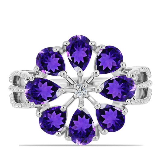 Silberring mit marokkanischem Amethyst und weißem Topas