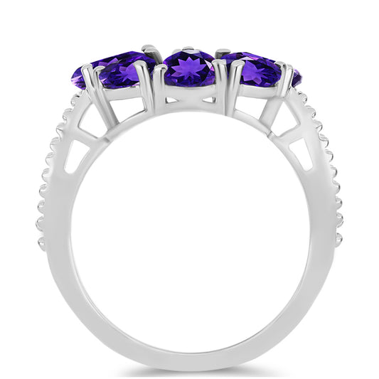 Silberring mit marokkanischem Amethyst und weißem Topas
